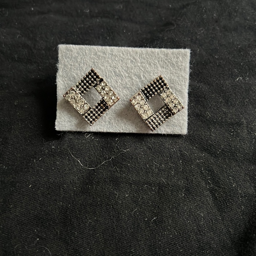 Vintage square diamond pave earrings
